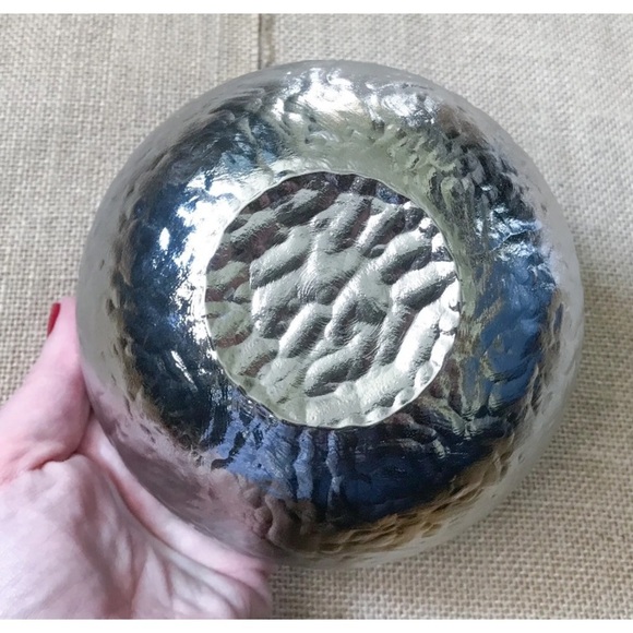 Textured Pewter Bowl With Glossy Purple Enamel Interior Scalloped Rim Whimsigoth - Picture 3 of 4